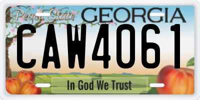 GA license plate CAW4061