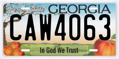 GA license plate CAW4063
