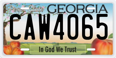GA license plate CAW4065
