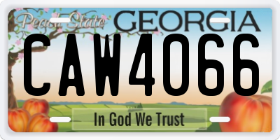 GA license plate CAW4066