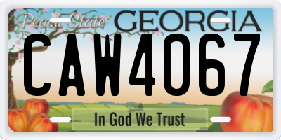 GA license plate CAW4067