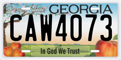 GA license plate CAW4073