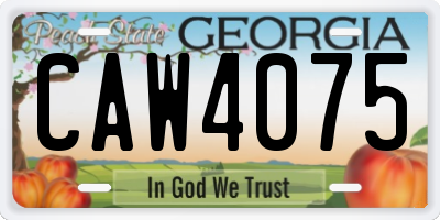 GA license plate CAW4075