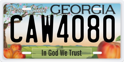 GA license plate CAW4080