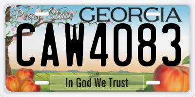 GA license plate CAW4083