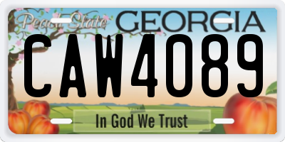 GA license plate CAW4089