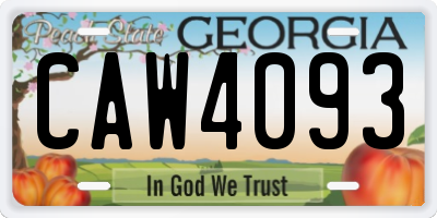 GA license plate CAW4093