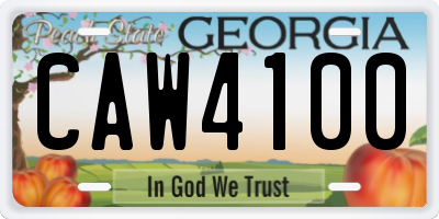 GA license plate CAW4100