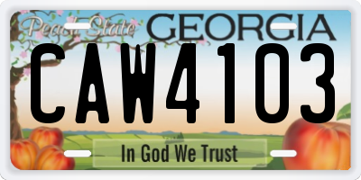 GA license plate CAW4103