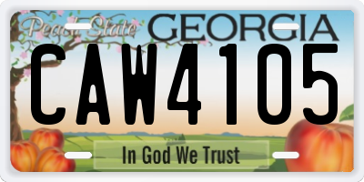 GA license plate CAW4105