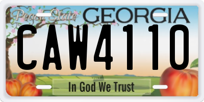 GA license plate CAW4110