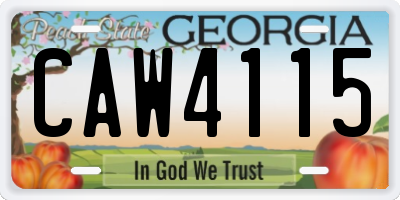 GA license plate CAW4115