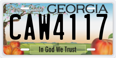 GA license plate CAW4117