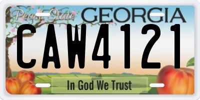 GA license plate CAW4121