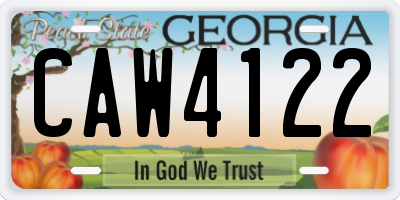 GA license plate CAW4122