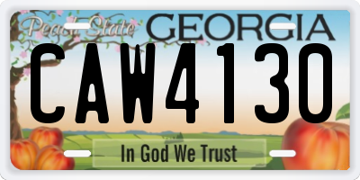 GA license plate CAW4130