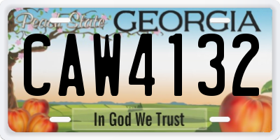 GA license plate CAW4132