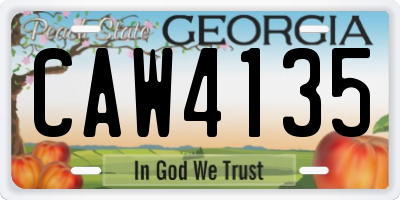 GA license plate CAW4135