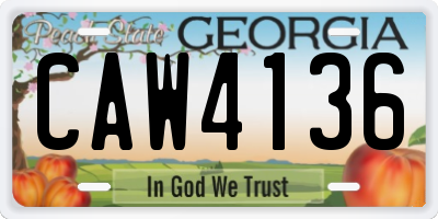 GA license plate CAW4136