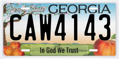 GA license plate CAW4143