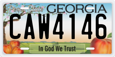 GA license plate CAW4146