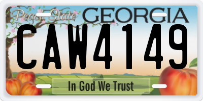 GA license plate CAW4149