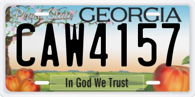 GA license plate CAW4157