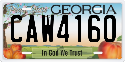 GA license plate CAW4160