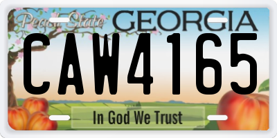 GA license plate CAW4165