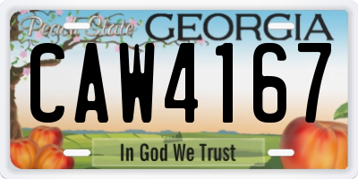 GA license plate CAW4167
