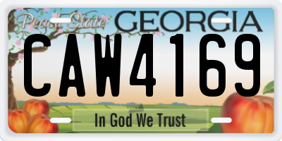 GA license plate CAW4169