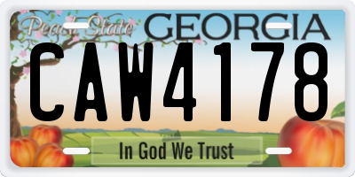 GA license plate CAW4178
