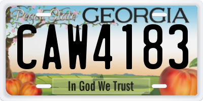 GA license plate CAW4183