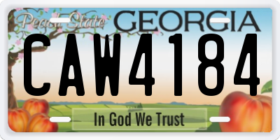 GA license plate CAW4184