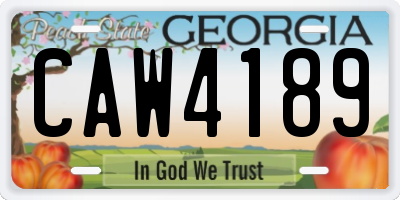 GA license plate CAW4189