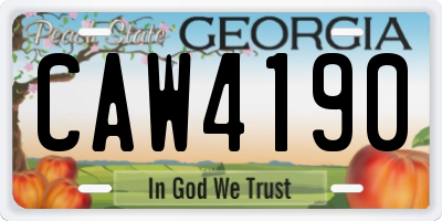 GA license plate CAW4190