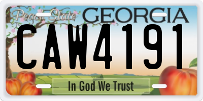 GA license plate CAW4191