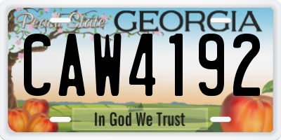GA license plate CAW4192
