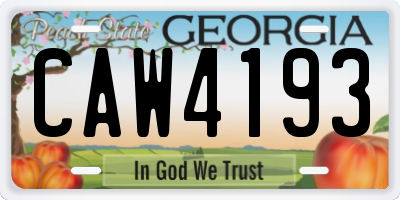 GA license plate CAW4193