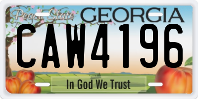 GA license plate CAW4196