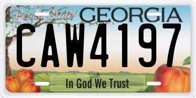 GA license plate CAW4197