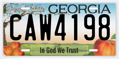 GA license plate CAW4198