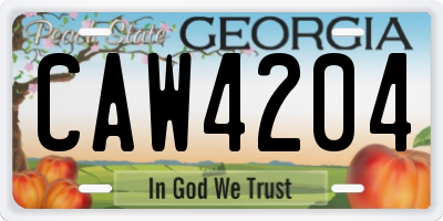 GA license plate CAW4204