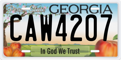 GA license plate CAW4207