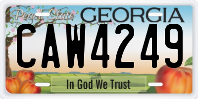 GA license plate CAW4249
