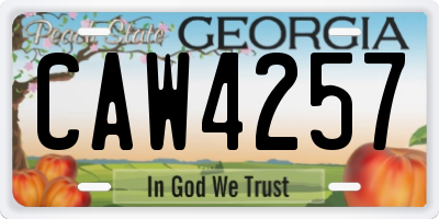 GA license plate CAW4257