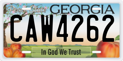 GA license plate CAW4262