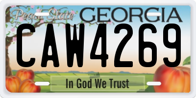 GA license plate CAW4269