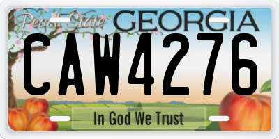 GA license plate CAW4276