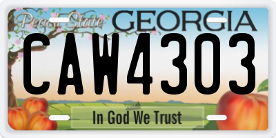 GA license plate CAW4303